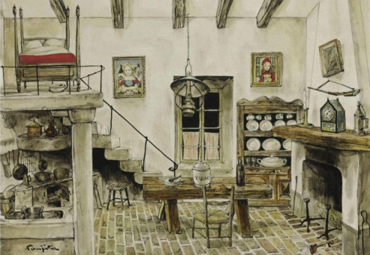 Leonard-Tsuguharu Foujita. «Mon Intérieur», 1950. Property from the Collection of Lew and Edie Wasserman 